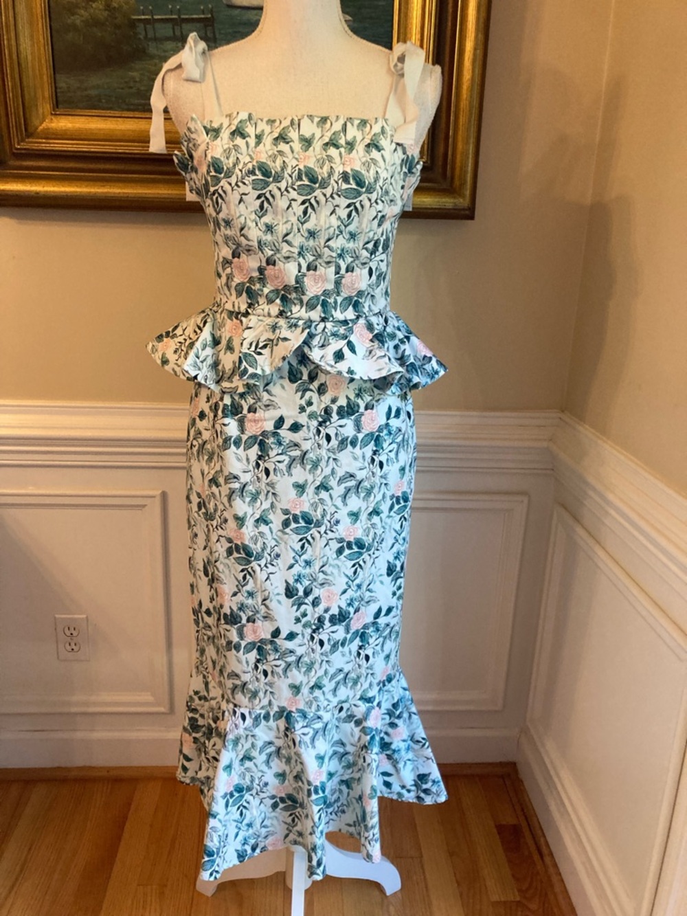 ANTONIO MELANI Born on Fifth Pippa Rose Floral Print Peplum Midi Dress NWT